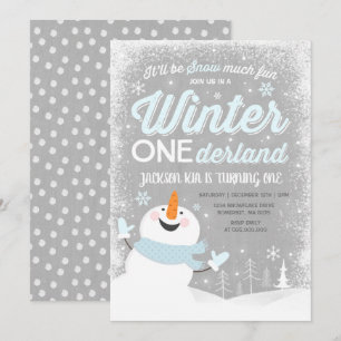 Hiver ONE derland Invitation Anniversaire Snowman 