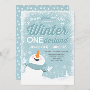 Hiver ONE derland Invitation Anniversaire Snowman 