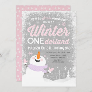 Hiver ONE derland Invitation Anniversaire Snowman 