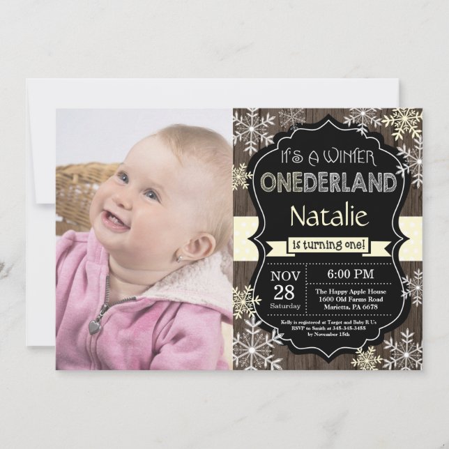 Hiver Onederland 1er Anniversaire Invitation (Devant)