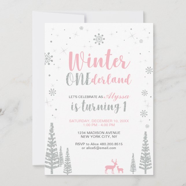 Hiver Onederland 1er Anniversaire Invitation - Fil (Devant)