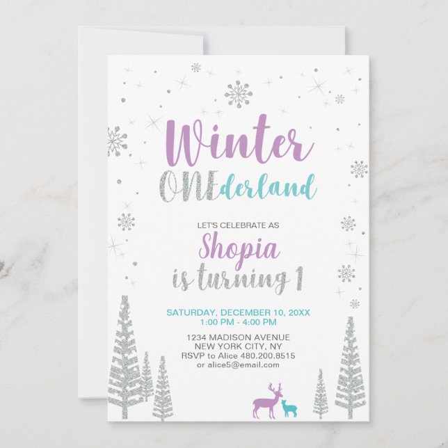 Hiver Onederland 1er Anniversaire Invitation - Fil (Devant)