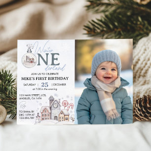 Hiver Onederland 1er Anniversaire Photo Invitation
