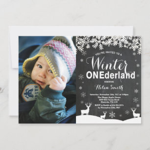 Hiver Onederland 1er Anniversaire Photo Invitation