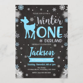 Hiver ONEderland Deer 1er Anniversaire Invitation