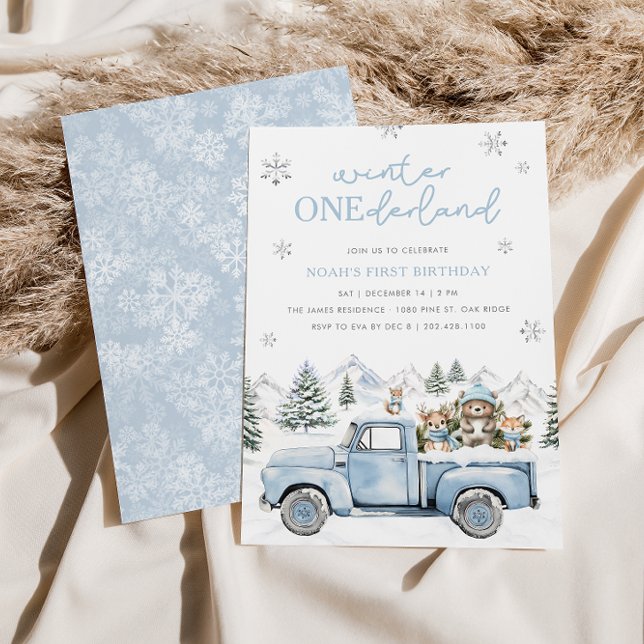 Hiver Onederland First Birthday Invitation (Créateur téléchargé)