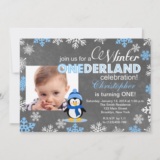 Hiver ONEderland Flocon de neige 1er Invitation an (Devant)