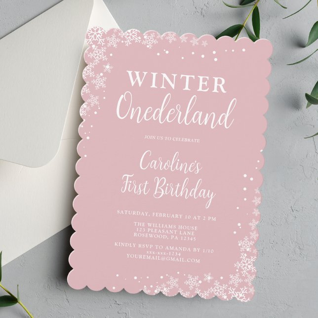 Hiver Onederland Girl First Birthday Invitation (Créateur téléchargé)