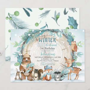 Hiver Onederland Invitation Boy Woodland