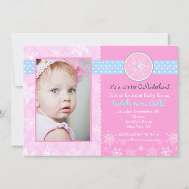 hiver Onederland Invitations d'anniversaire (Devant)