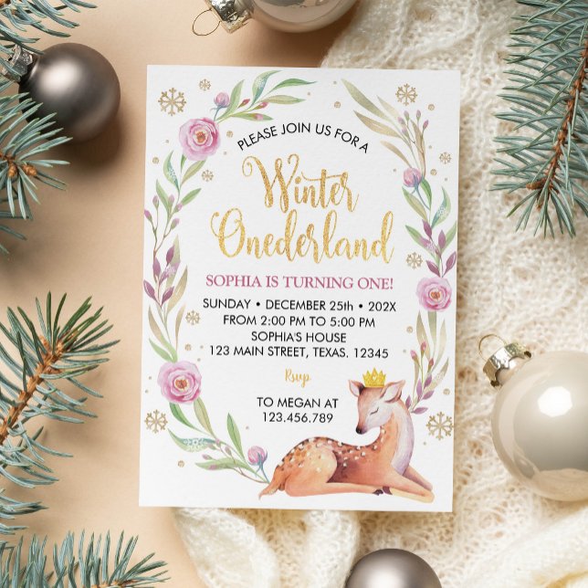 hiver Onederland Noël Anniversaire Invitation (Créateur téléchargé)