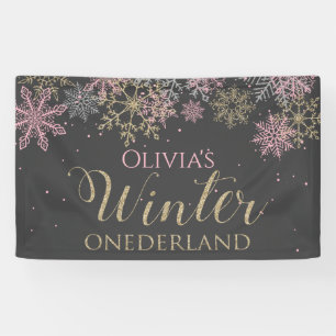 Hiver Onederland Rose Gold Gris Foncé Bannière