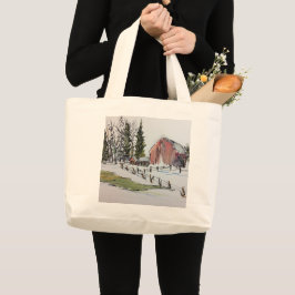 Hiver Rouge Grange encre Sac fourre-tout avec aqua