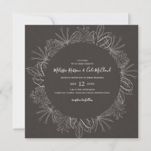 Hiver rustique Faire-part de mariage Carré de ch