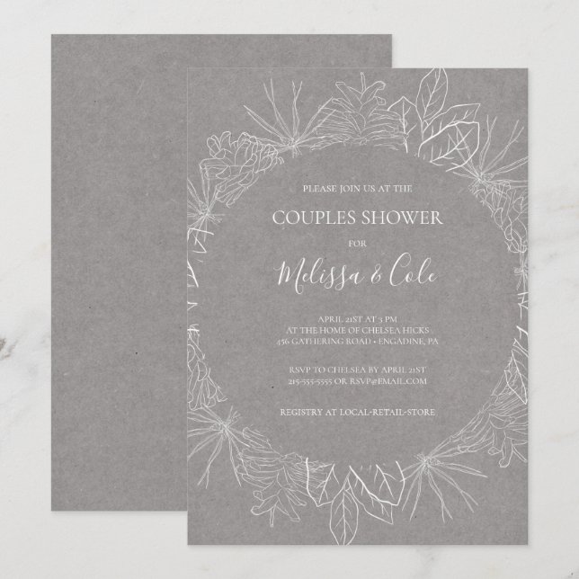 Hiver rustique | Invitation de douche pour couples (Devant / Derrière)