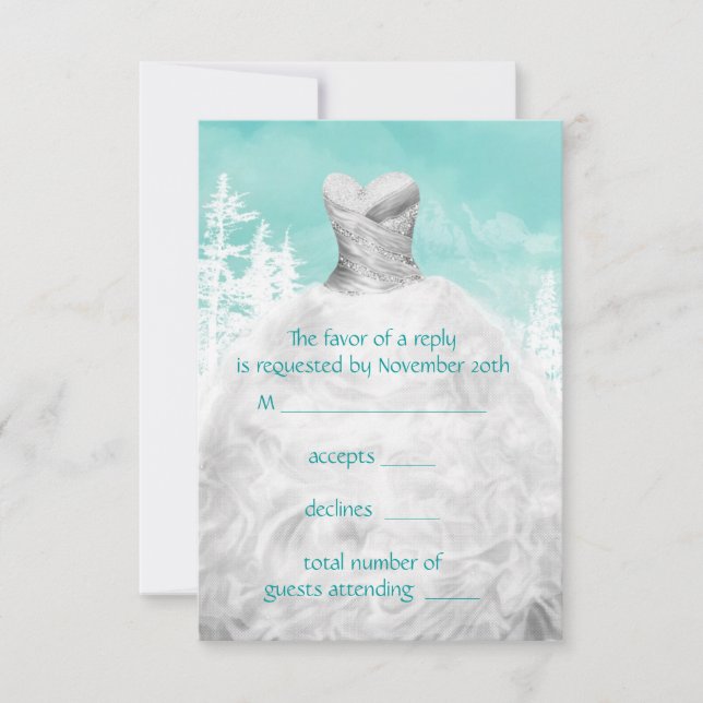 Hiver Turquoise Blue Snowflakes Quinceanera RSVP (Devant)