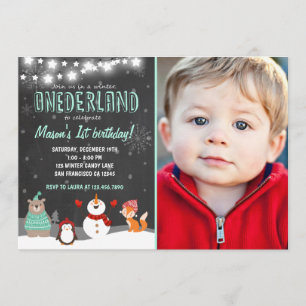 Hiver UN derland anniversaire invitation Mint