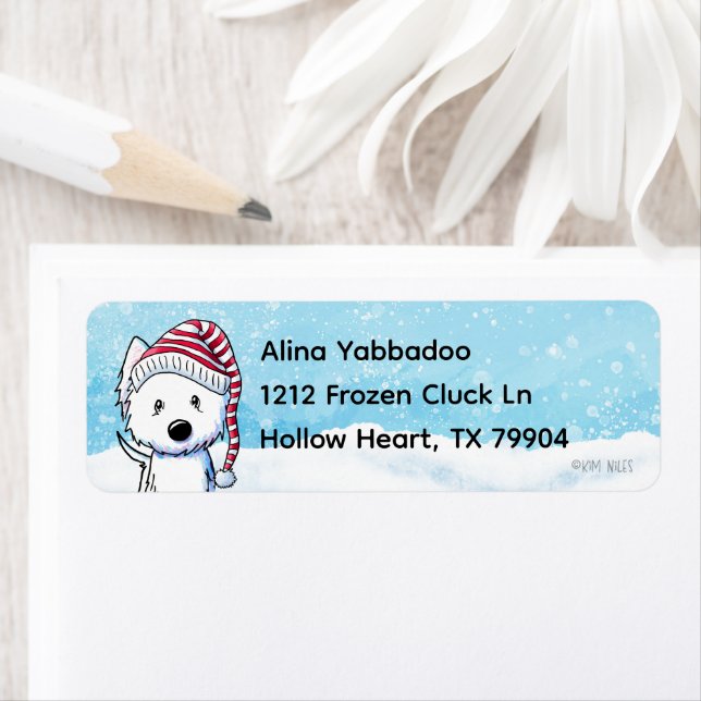hiver Westie Étiquettes de adresse de Noël (En situation)
