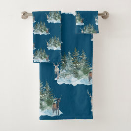 Hiver Wonderland Forêt Antlers Pine Trees