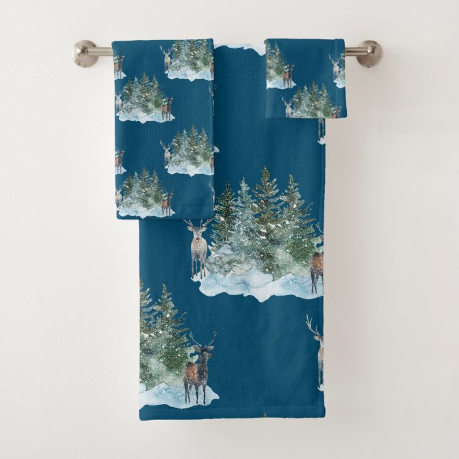 Hiver Wonderland Forêt Antlers Pine Trees (En situation)