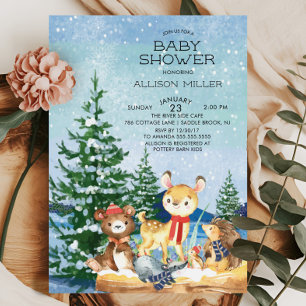 Hiver Woodland Baby Shower Invitations