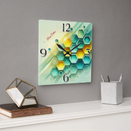 HiveTime benutzerdefinierbares Hexagon-Design | Ac Quadratische Wanduhr