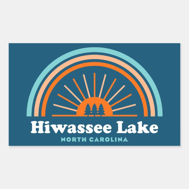 Hiwassee Lake North Carolina Rainbow Rechteckiger Aufkleber (Vorderseite)