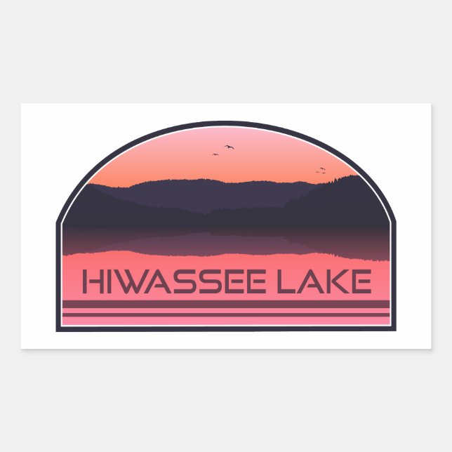 Hiwassee Lake North Carolina Red Sunrise Rechteckiger Aufkleber (Vorderseite)