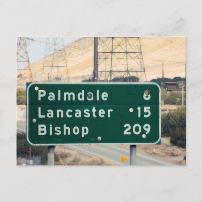 Hiway Sign auf CA-18 außerhalb von Palmdale/Lancas Postkarte (Vorderseite)
