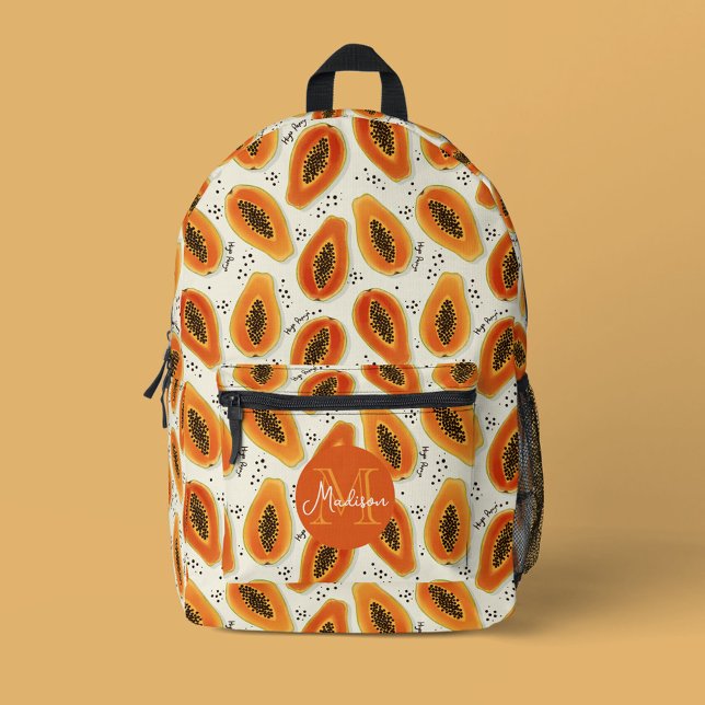 Hiya Papaya Muster & Monogram Bedruckter Rucksack (Hiya Papaya Pattern Backpack with Monogram)