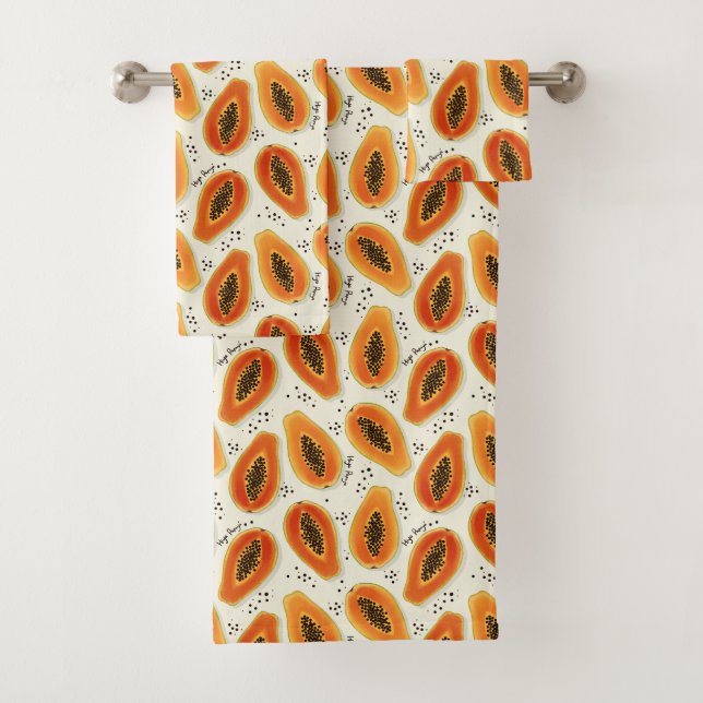 Hiya Papaya Pattern Badhandtuch Set (Insitu)