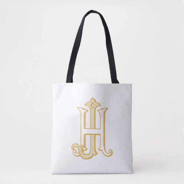 HJ Monogramm oder JH Monogramm Totbeutel Tasche (Vorderseite)