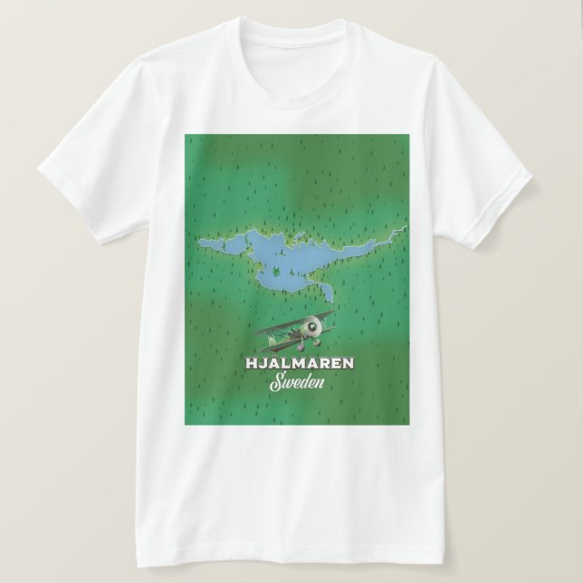 Hjälmaren Sweden Karte Reiseplakat T-Shirt (Design vorne)