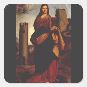 Hl. Barbara von Giovanni Antonio Boltraffio Quadratischer Aufkleber