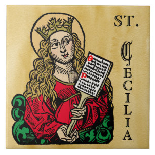 Hl. Cäcilia mit Hymnenbrett (Nürnberg) Fliese