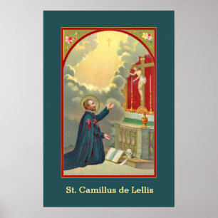 Hl. Camillus betend vor einem Kruzifix (M 020) Poster