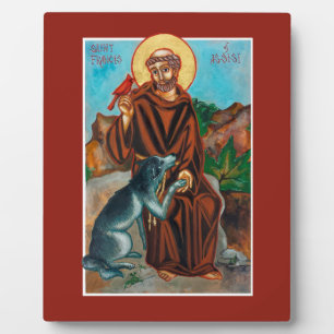 Hl. Franz von Assisi Schutzpatron der Tiere Ikone Fotoplatte
