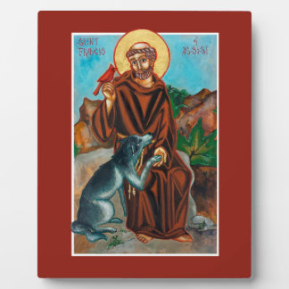 Hl. Franz von Assisi Schutzpatron der Tiere Ikone Fotoplatte