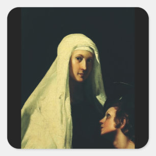 Hl. Franziska von Rom Schutzengel Fine Art Quadratischer Aufkleber
