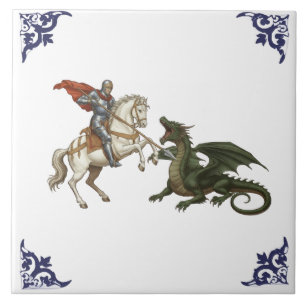 Hl. Georg und der Drache religiös Fliese