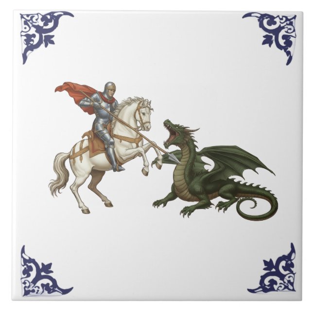 Hl. Georg und der Drache religiös Fliese (Vorderseite)