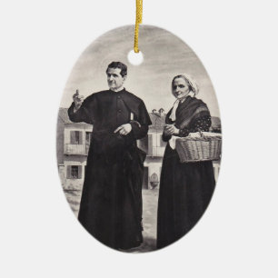 Hl. Johannes Bosco mit Mutter Keramik Ornament