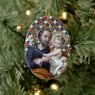Hl. Joseph und das Jesuskind (DPT 002) Keramik Ornament