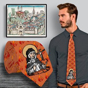 Hl. Katharina von Siena mit Kreuz auf dem Herzen Krawatte