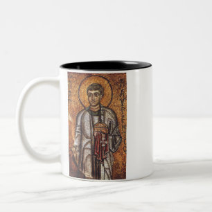 Hl. Laurentius Orthodoxe Mosaik-Kunstprint Zweifarbige Tasse