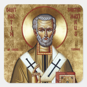 Hl. Martin der Barmherzige orthodoxe christliche I Quadratischer Aufkleber