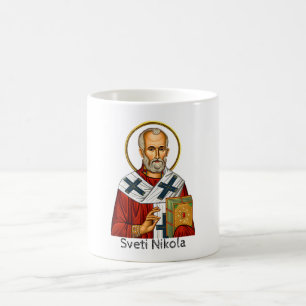 Hl. Nikolaus orthodox serbisches Buchstaben-Ikon  Kaffeetasse
