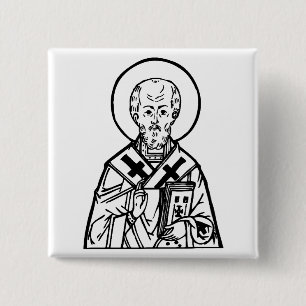 Hl. Nikolaus von Myra byzantinische orthodoxe Ikon Button