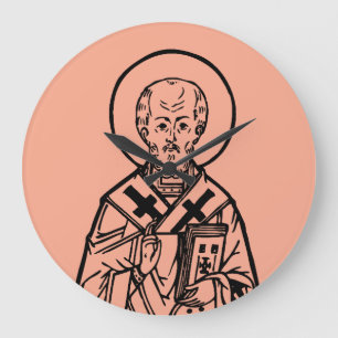Hl. Nikolaus von Myra byzantinische orthodoxe Ikon Große Wanduhr