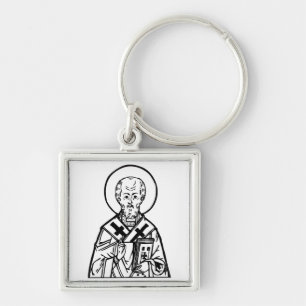 Hl. Nikolaus von Myra byzantinische orthodoxe Ikon Schlüsselanhänger